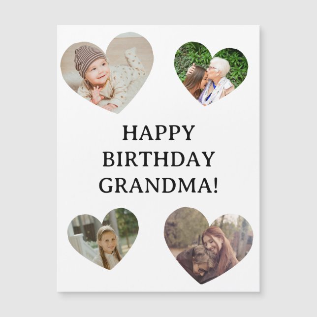 Tarjeta de Cumpleaños con Iman de Collage de Fotos (Anverso)