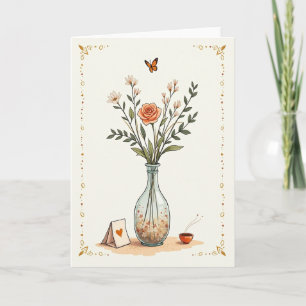 Tarjeta de cumpleaños con insecto flotante