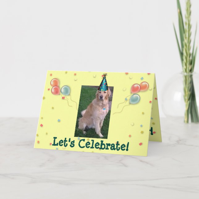 Tarjeta De Cumpleaños Con Jake The Golden Retrieve (Anverso)