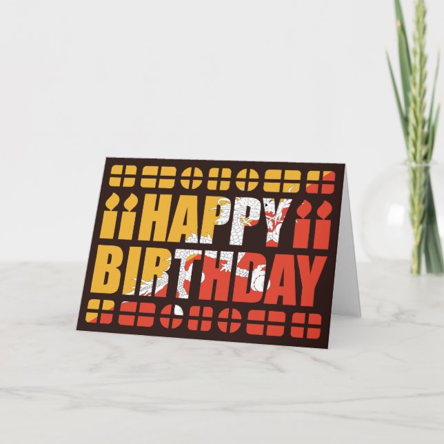 Tarjeta de cumpleaños con la bandera de Bután (Anverso)