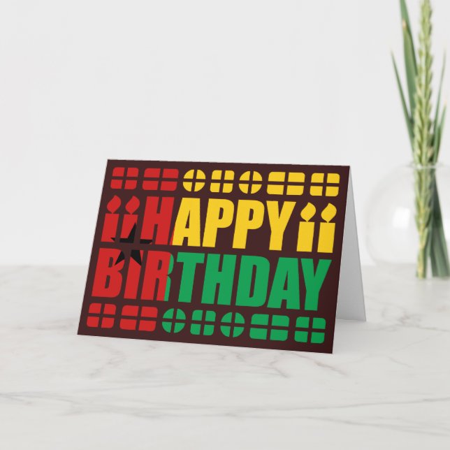 Tarjeta de cumpleaños con la bandera de Guinea-Bis (Anverso)