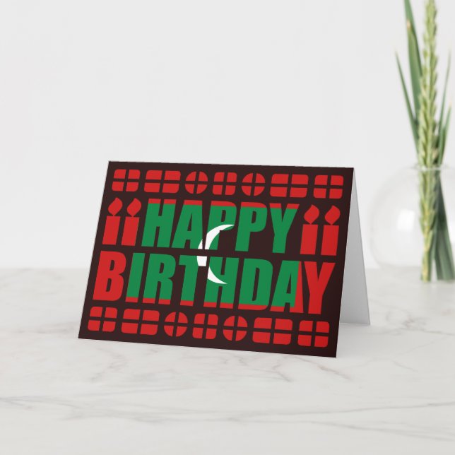 Tarjeta de cumpleaños con la bandera de Maldivas (Anverso)