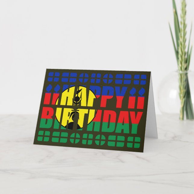Tarjeta de cumpleaños con la bandera de Nueva Cale (Anverso)
