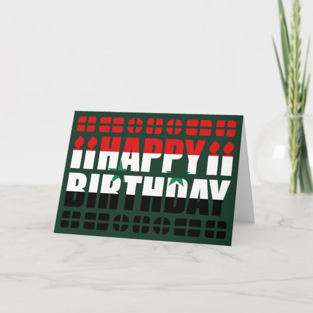 Tarjeta de cumpleaños con la bandera de Siria (Anverso)