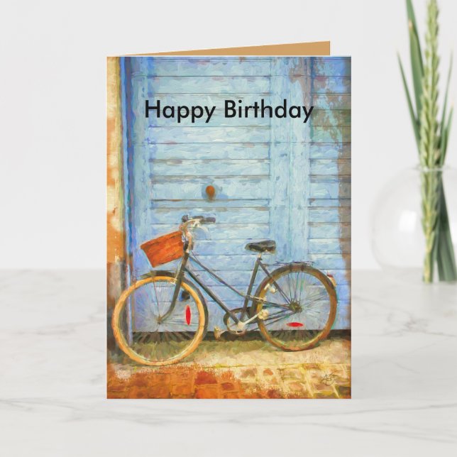 Tarjeta de cumpleaños con la bicicleta (Anverso)