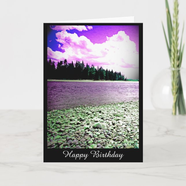 Tarjeta de cumpleaños con la fotografía del río (Anverso)