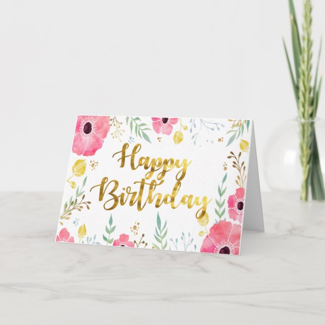 Tarjeta de cumpleaños con la fuente del efecto (Anverso)