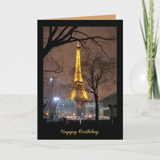 Tarjeta de cumpleaños con la torre Eiffel París (Anverso)
