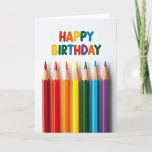 Tarjeta de cumpleaños con lápices de colores dulce