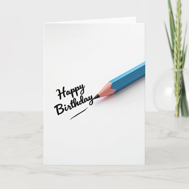 Tarjeta de cumpleaños con lápiz azul (Anverso)
