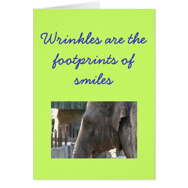 Tarjeta de cumpleaños con las arrugas del elefante (Frente)