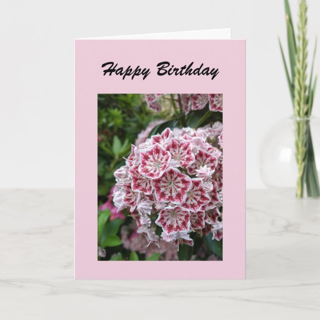 Tarjeta de cumpleaños con laurel rosa de montaña (Anverso)