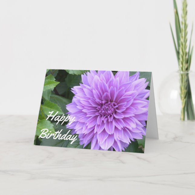 Tarjeta de cumpleaños con lavanda dahlia (Anverso)