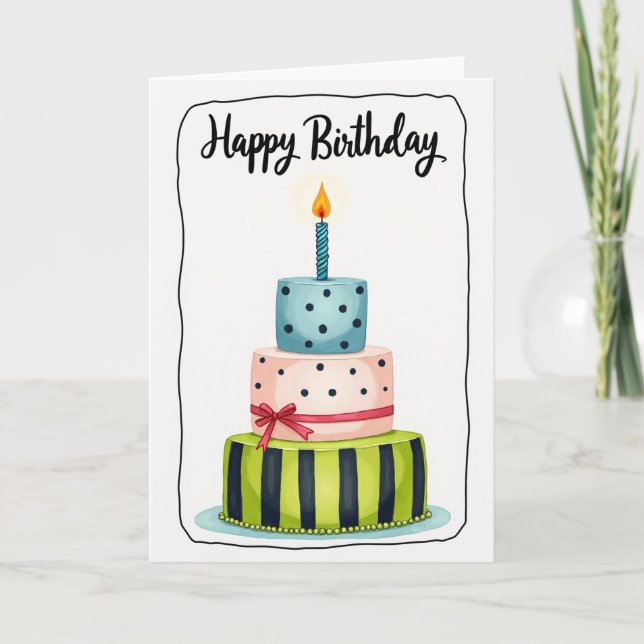 Tarjeta de cumpleaños con lazo de cinta (Anverso)