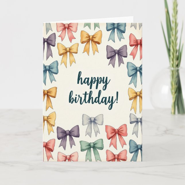 Tarjeta de cumpleaños con lazo de pastel (Anverso)