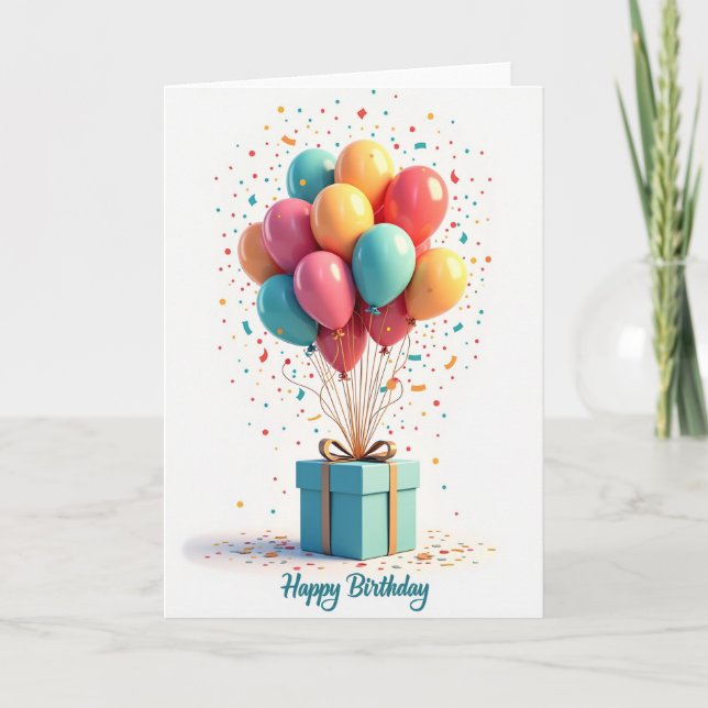 Tarjeta de cumpleaños con lazo dorado alegre (Anverso)