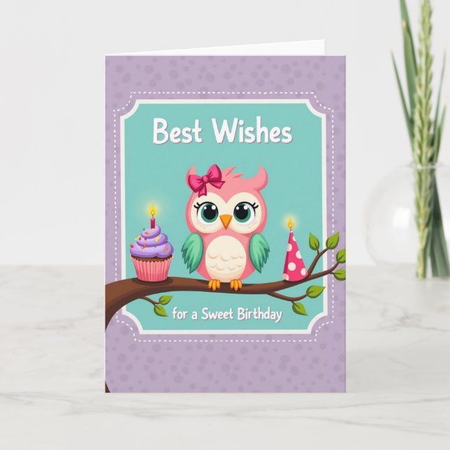 Tarjeta de cumpleaños con lazo fucsia (Anverso)
