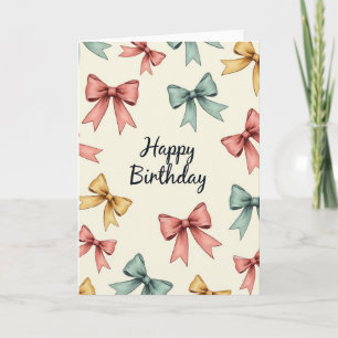 Tarjeta de cumpleaños con lazos de pastel