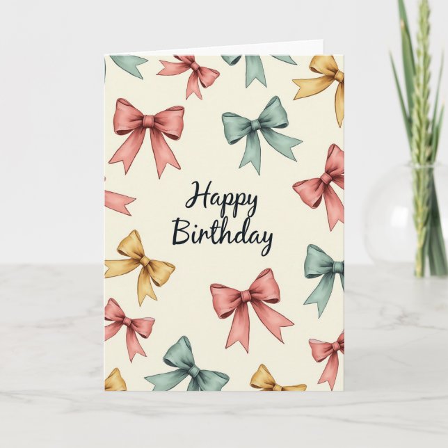 Tarjeta de cumpleaños con lazos de pastel (Anverso)