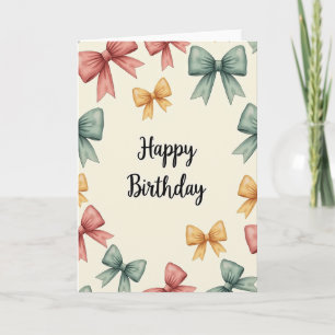 Tarjeta de cumpleaños con lazos en cursiva