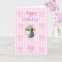 tarjeta de cumpleaños con lazos rosados