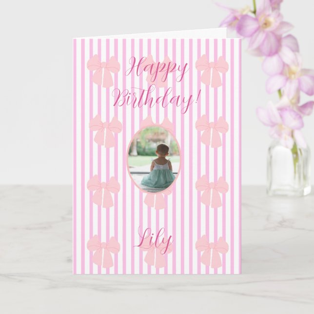 tarjeta de cumpleaños con lazos rosados (Orquídea)