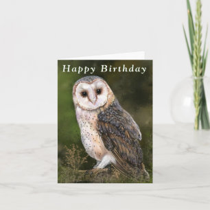 Tarjeta de cumpleaños con lechuza común