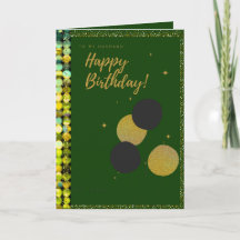 Tarjeta de cumpleaños con lentejuelas doradas esme