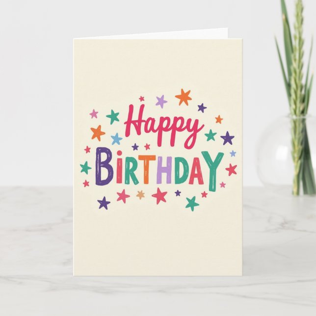 Tarjeta de cumpleaños con letra alegre (Anverso)