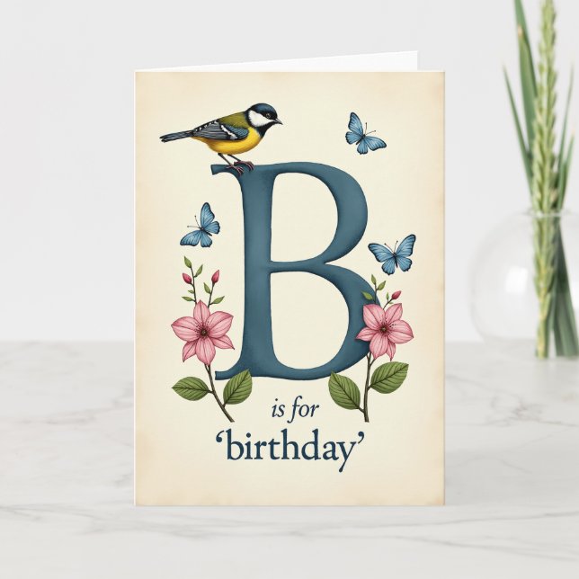 Tarjeta de cumpleaños con letra B de Sweet Birthda (Anverso)