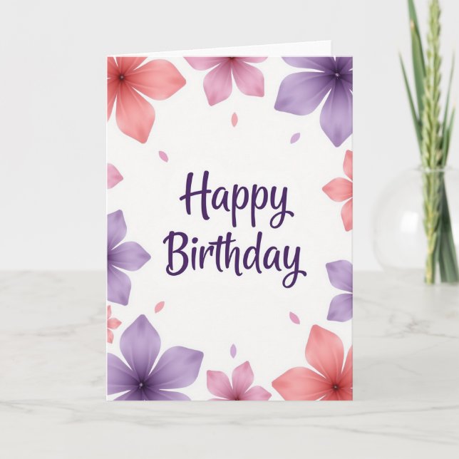 Tarjeta de cumpleaños con letra Blossom Script (Anverso)