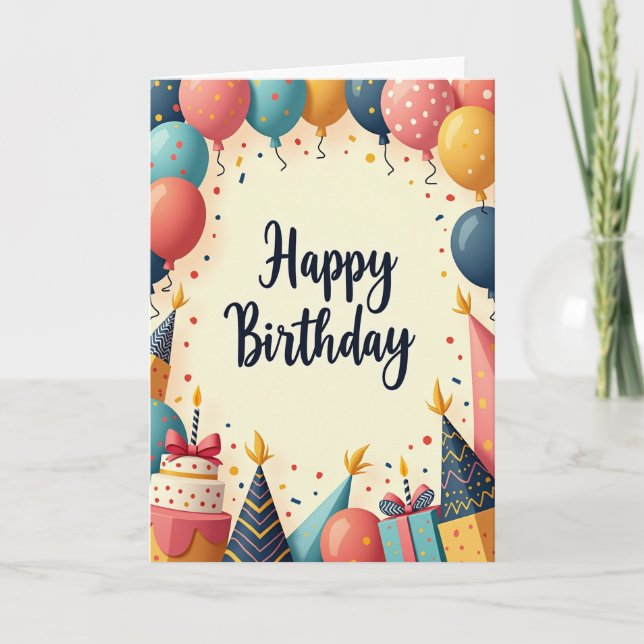 Tarjeta de cumpleaños con letra colorida (Anverso)