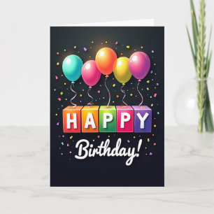 Tarjeta de cumpleaños con letra de bloque