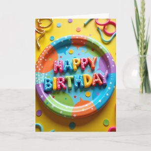 Tarjeta de cumpleaños con letra de caramelo festiv