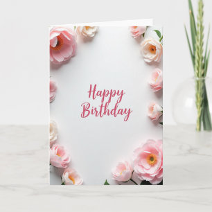 Tarjeta de cumpleaños con letra de peonía elegante