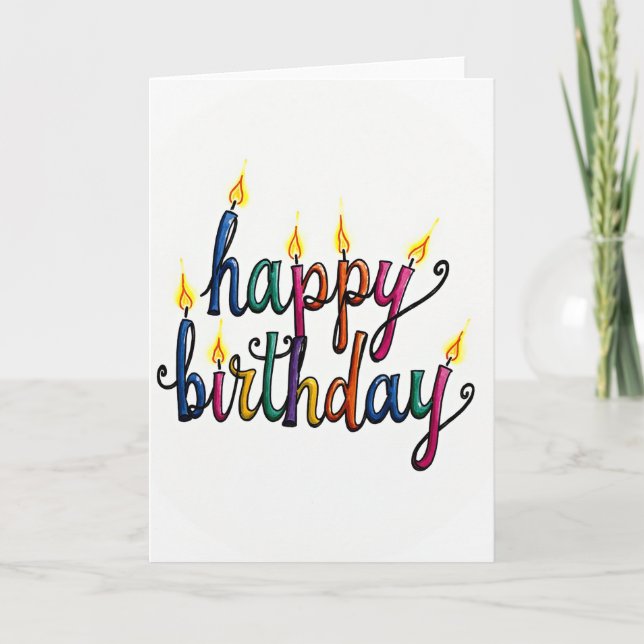 Tarjeta de cumpleaños con letra de vela (Anverso)