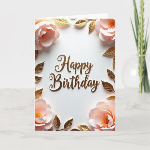 Tarjeta de cumpleaños con letra dorada