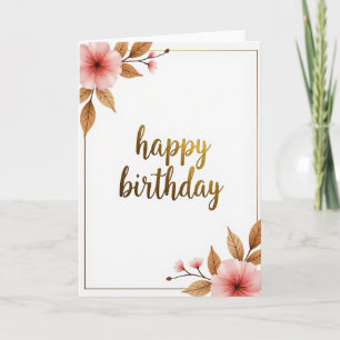 Tarjeta de cumpleaños con letra dorada
