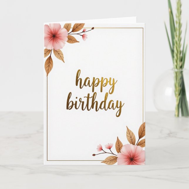 Tarjeta de cumpleaños con letra dorada (Anverso)
