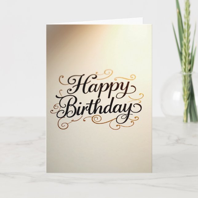 Tarjeta de cumpleaños con letra dorada elegante (Anverso)