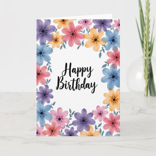Tarjeta de cumpleaños con letra elegante (Anverso)