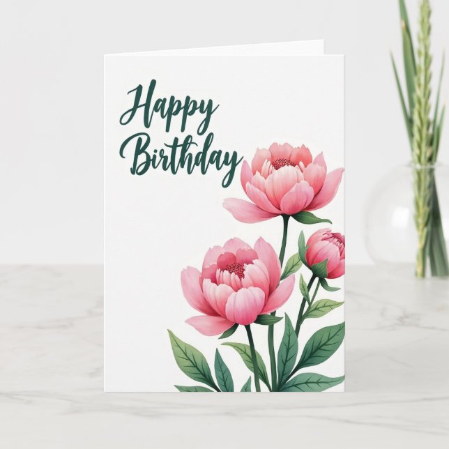 Tarjeta de Cumpleaños con Letra Elegante (Anverso)