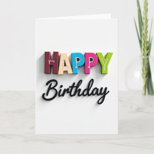 Tarjeta de cumpleaños con letra esculpida