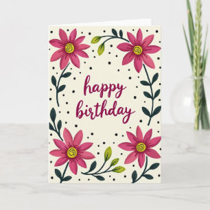 Tarjeta de cumpleaños con letra floral