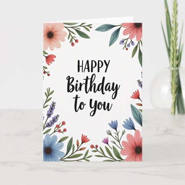 Tarjeta de cumpleaños con letra fluida (Anverso)
