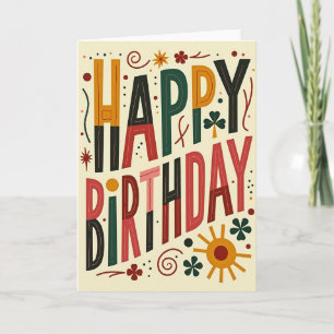 Tarjeta de cumpleaños con letra jubilosa