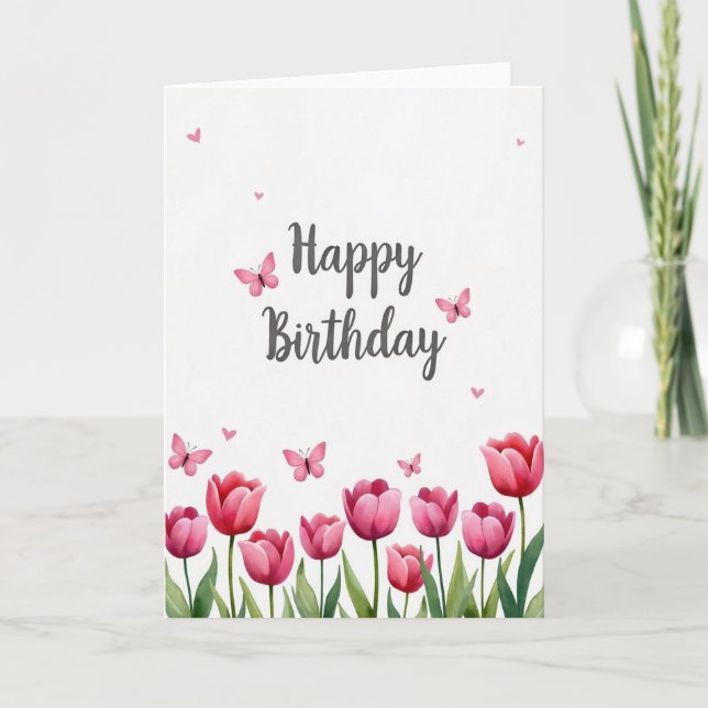 Tarjeta de cumpleaños con letra mariposa (Anverso)