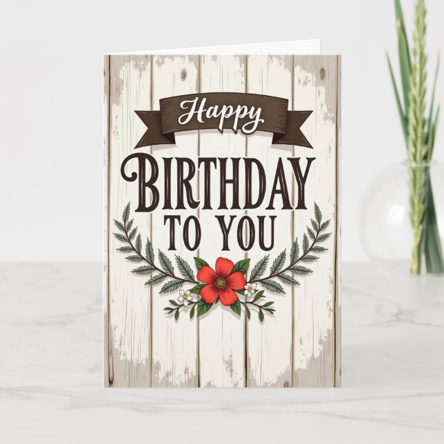 Tarjeta de cumpleaños con letra ornamentada (Anverso)