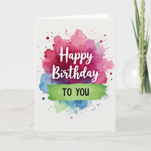 Tarjeta de cumpleaños con letra pintada (Anverso)