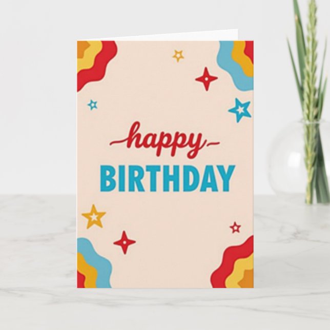 Tarjeta de cumpleaños con letra roja alegre (Anverso)